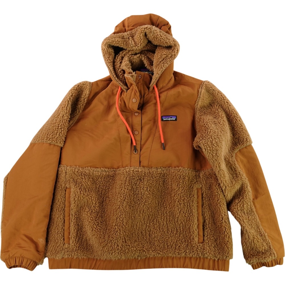 Patagonia Shelled Retro X Pullover Hoodie Womens M Brown Sherpa Fleece 22885